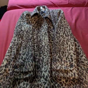 J Crew Leopard Print Wool Blend Midi Coat